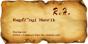 Ragányi Henrik névjegykártya