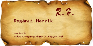 Ragányi Henrik névjegykártya